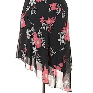 Black Floral Assymetrical Skirt